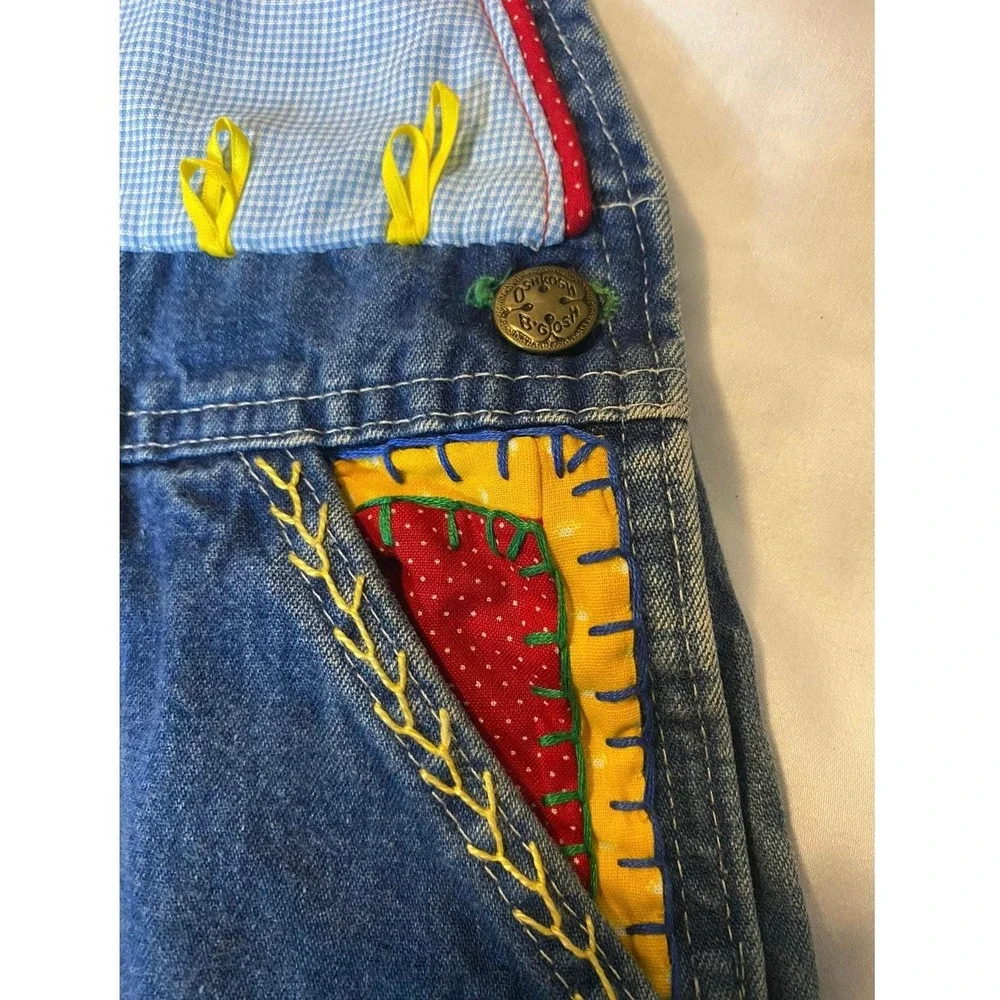 VTG OshKosh One-of-a-Kind Denim Kids Overalls‎ Quilted by Marti Michell Rare